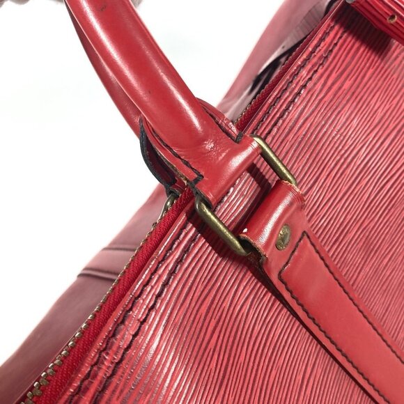 LOUIS VUITTON Red Leather Keepall 50 Boston Bag - Picture 11 of 16